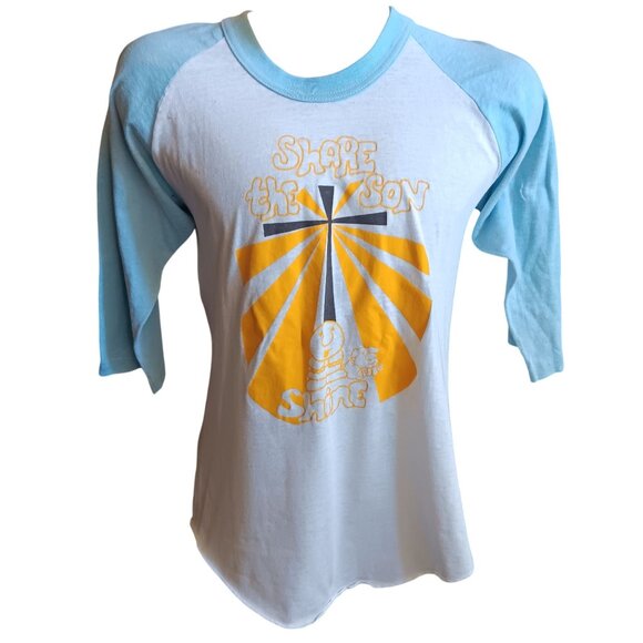 Large Vintage T-shirt Ziggy Cartton Raglan Baseball Share The Son Christian 70s - Picture 1 of 8